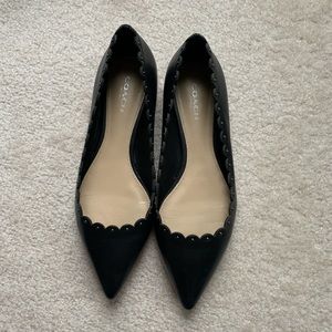 Coach Black leather flats